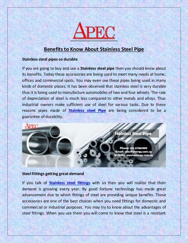 Benefits to Know About Stainless Steel Pipe