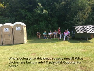 What’s going on at this cross-country meet?? What
choices are being made? Trade-offs? Opportunity
costs?
 