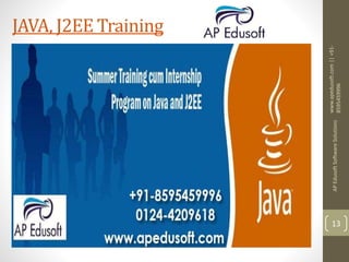 www.apedusoft.com||+91-
8595459996
APEdusoftSoftwareSolutions
13
JAVA, J2EE Training
 