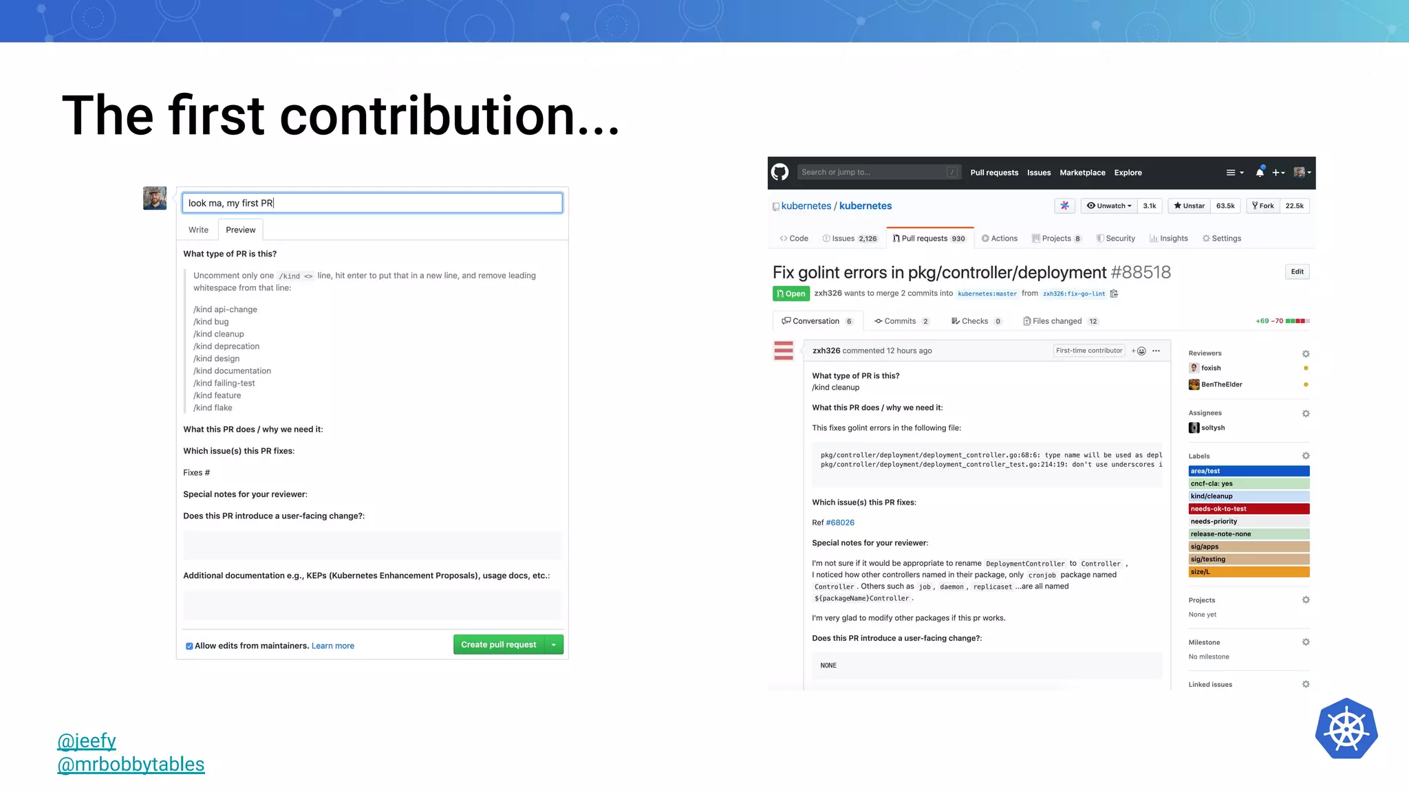 The ﬁrst contribution...
@jeefy
@mrbobbytables
 