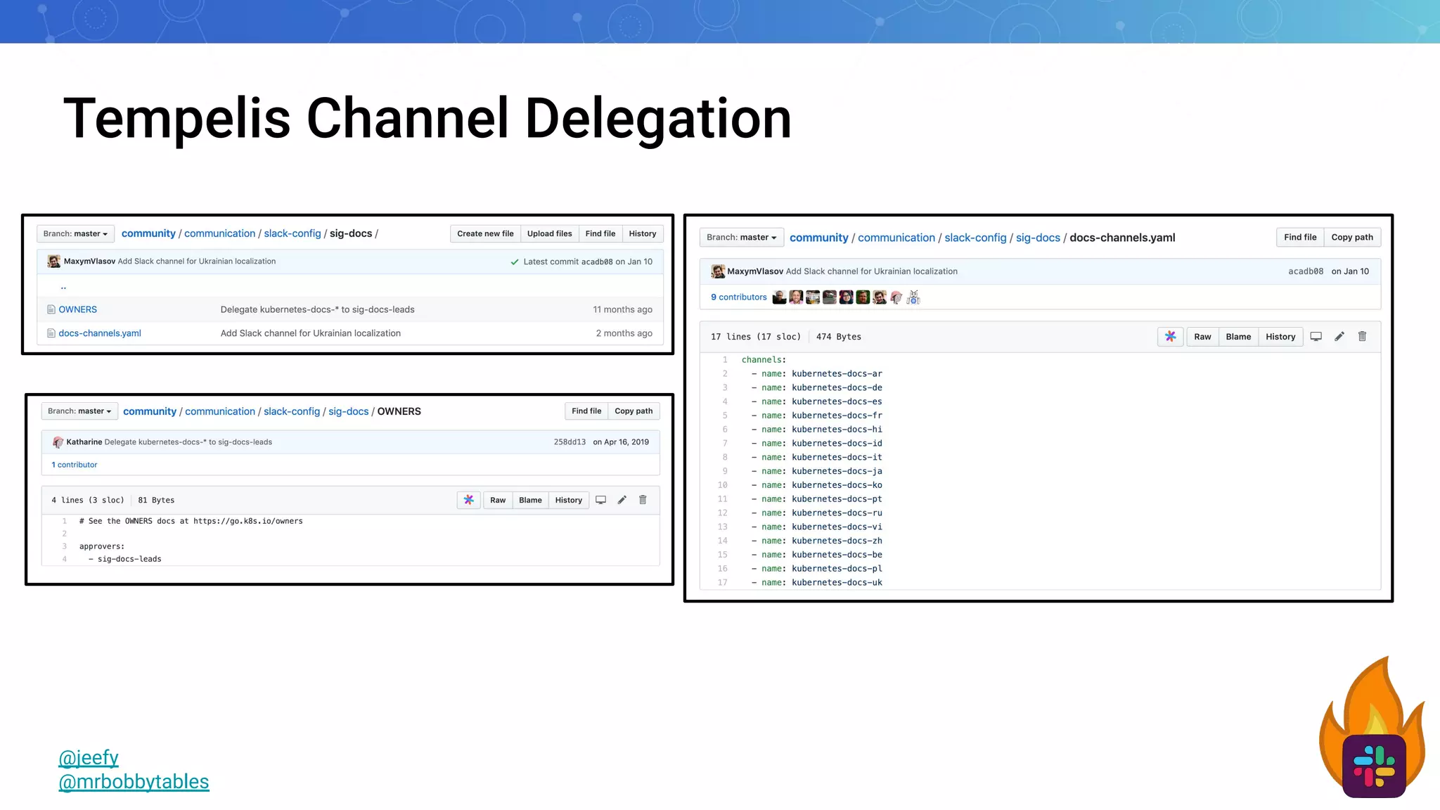 Tempelis Channel Delegation
@jeefy
@mrbobbytables
 