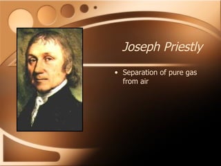 Joseph Priestly Separation of pure gas from air 