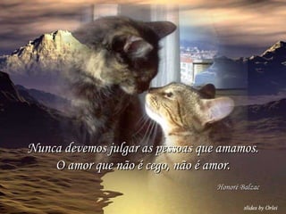 Nunca devemos julgar as pessoas que amamos. O amor que não é cego, não é amor. Honoré Balzac 