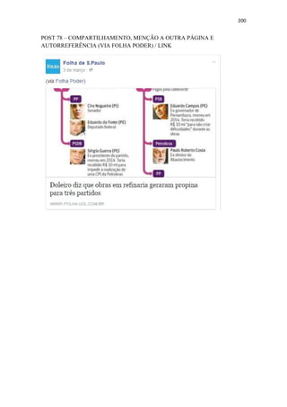 200
POST 78 – COMPARTILHAMENTO, MENÇÃO A OUTRA PÁGINA E
AUTORREFERÊNCIA (VIA FOLHA PODER) / LINK
 