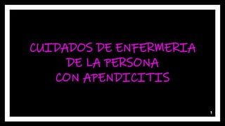 1
CUIDADOS DE ENFERMERIA
DE LA PERSONA
CON APENDICITIS
 