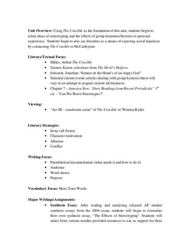 essay on the crucible
