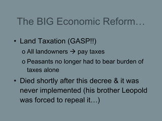 The BIG Economic Reform… <ul><li>Land Taxation (GASP!!) </li></ul><ul><ul><li>All landowners    pay taxes </li></ul></ul>...