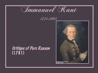 Immanuel Kant 1724-1804 <ul><li>Critique of Pure Reason  (1781) </li></ul>