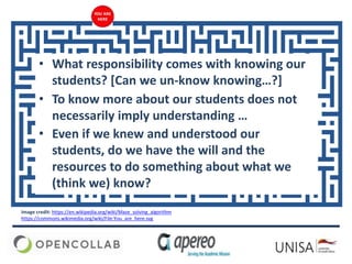 • What responsibility comes with knowing our
students? [Can we un-know knowing…?]
• To know more about our students does n...