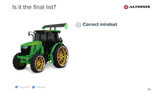 @yurkvch @altoros
38
Is it the final list?
Correct mindset
 