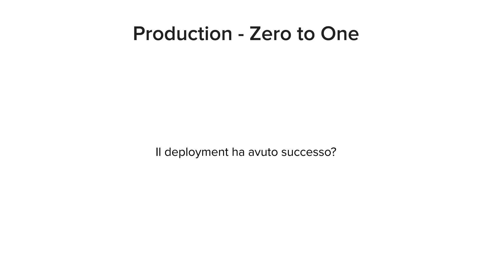 Il deployment ha avuto successo?
Production - Zero to One
 