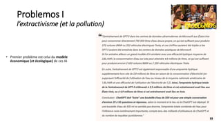 Problemos I
l’extractivisme (et la pollution)
• Premier problème est celui du modèle
économique (et écologique) de ces IA
33
 