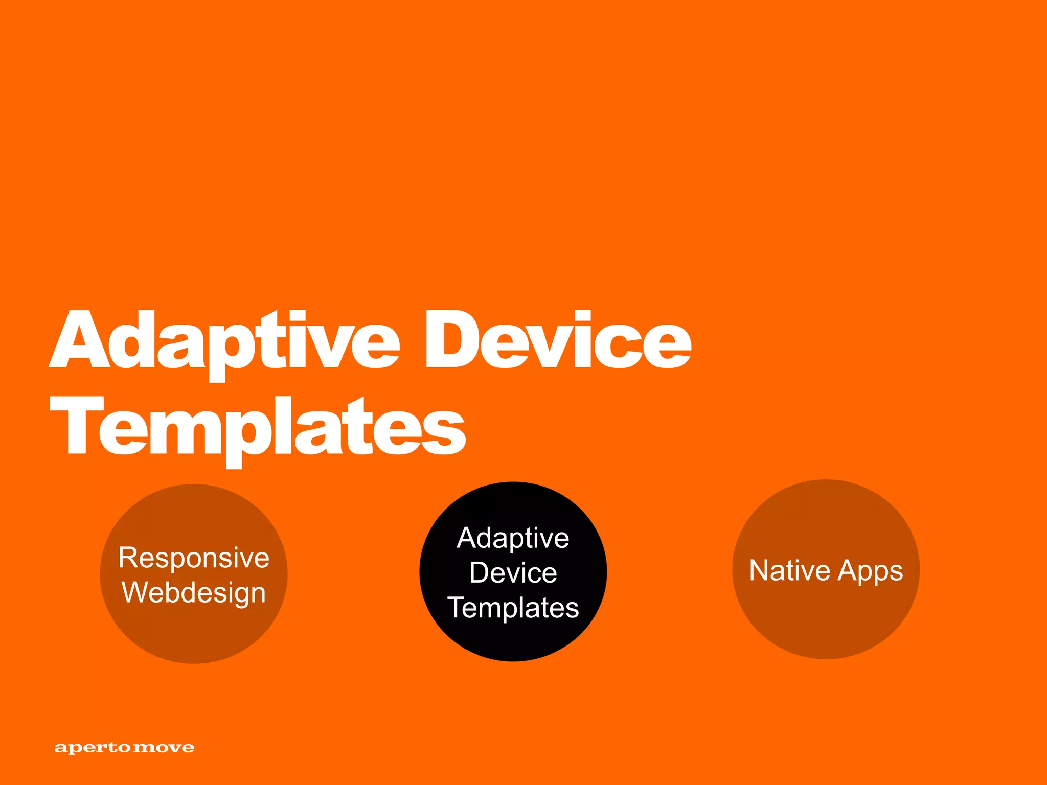 Adaptive Device
Templates
Responsive
Webdesign
Adaptive
Device
Templates
Native Apps
 