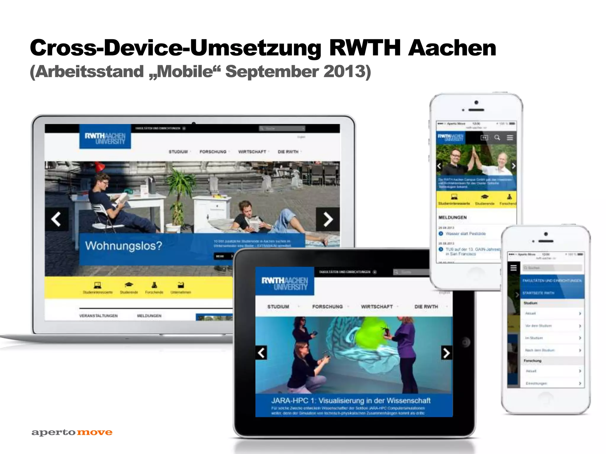 Cross-Device-Umsetzung RWTH Aachen
(Arbeitsstand „Mobile“ September 2013)
 
