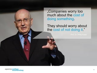 „Companies worry too
much about the cost of
doing something.
They should worry about
the cost of not doing it.”
Prof. Dr. ...