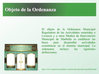 Licencia de apertura en Marbella – Ordenanza municipal reguladora | ODP