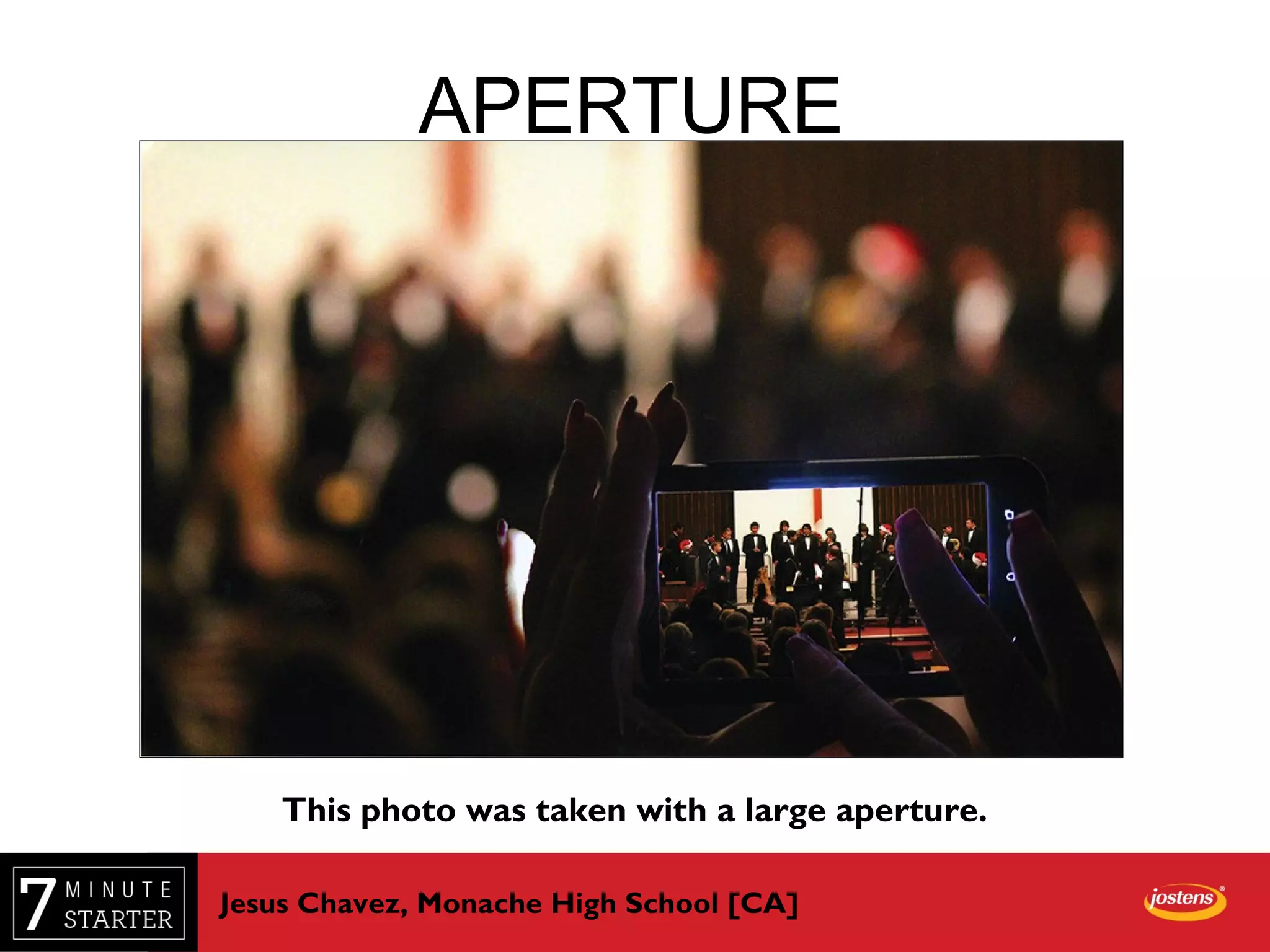 APERTURE
This photo was taken with a large aperture.
Jesus Chavez, Monache High School [CA]
 