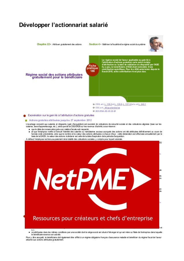 Actions gratuites et stock-options la contribution patronale