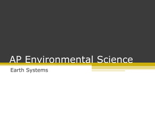 AP Environmental Science
Earth Systems
 