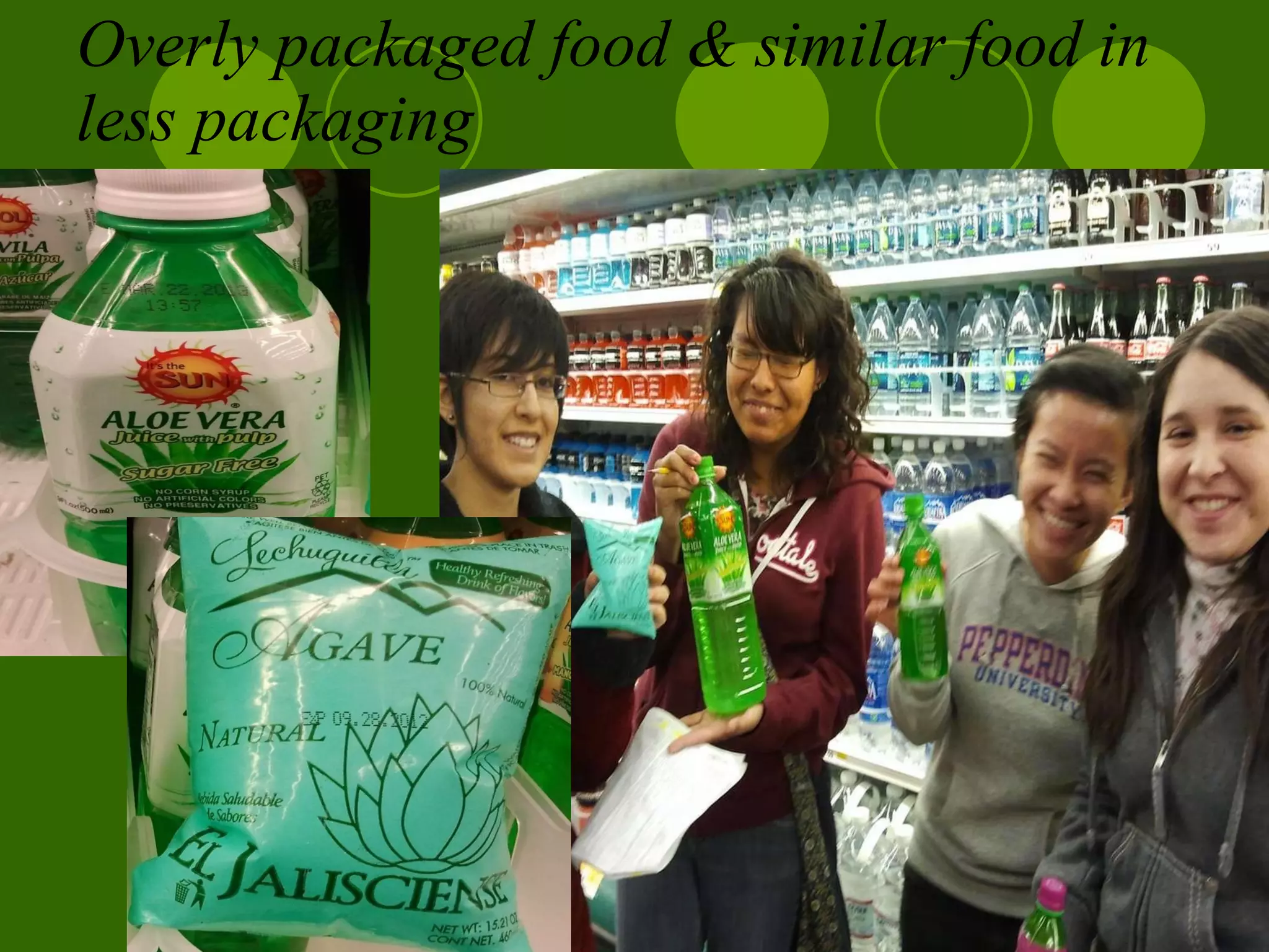 Overly packaged food & similar food in less packaging 