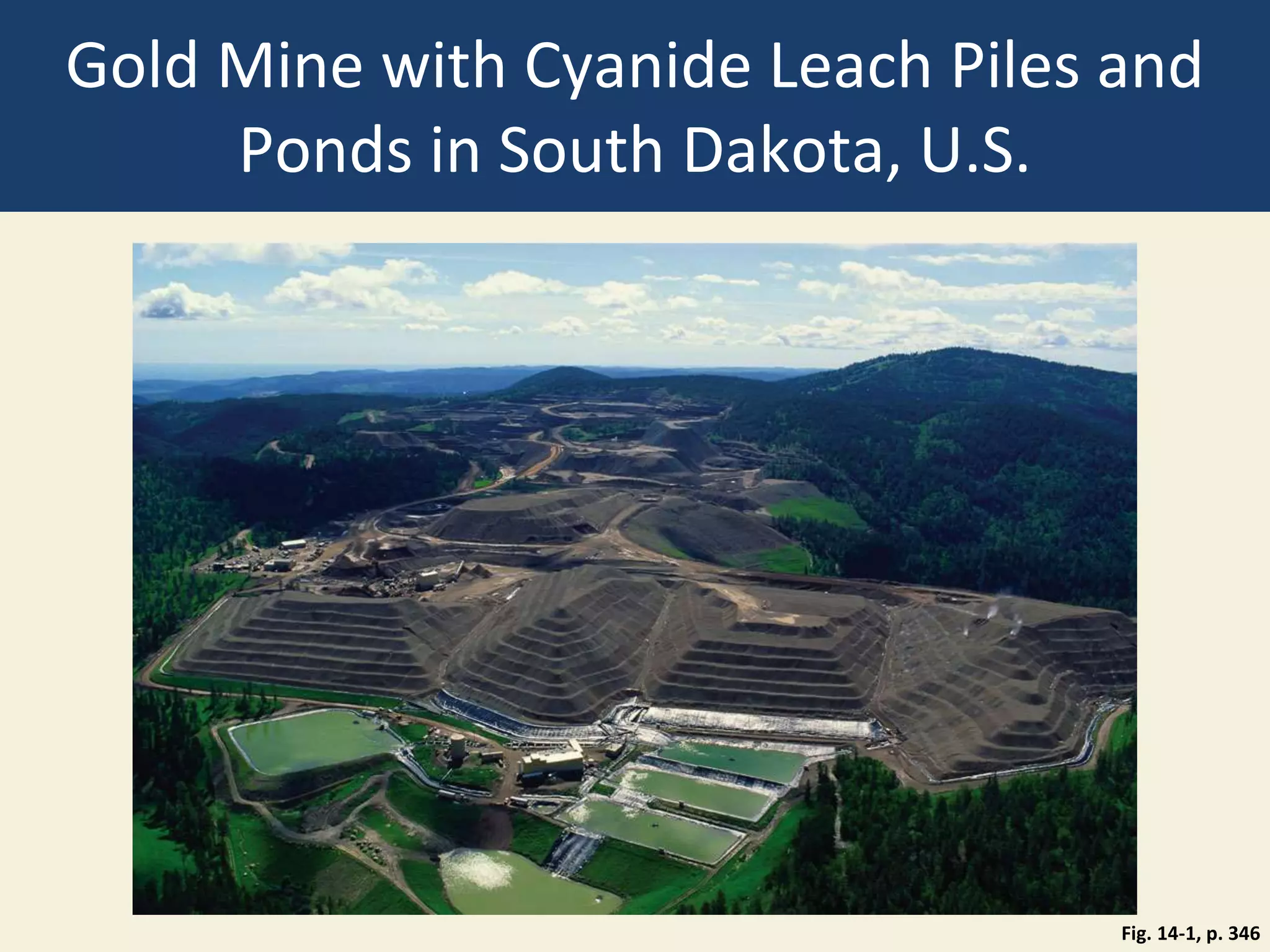 Gold Mine with Cyanide Leach Piles and
Ponds in South Dakota, U.S.
Fig. 14-1, p. 346
 