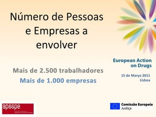 15 de Março 2011 Lisboa Número de Pessoas e Empresas a envolver