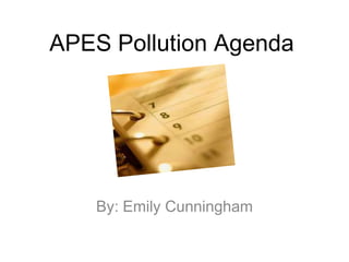 APES Pollution Agenda




    By: Emily Cunningham
 