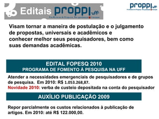 A pesquisa na uff e os programas da proppi