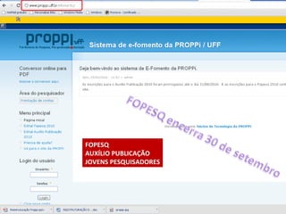 A pesquisa na uff e os programas da proppi