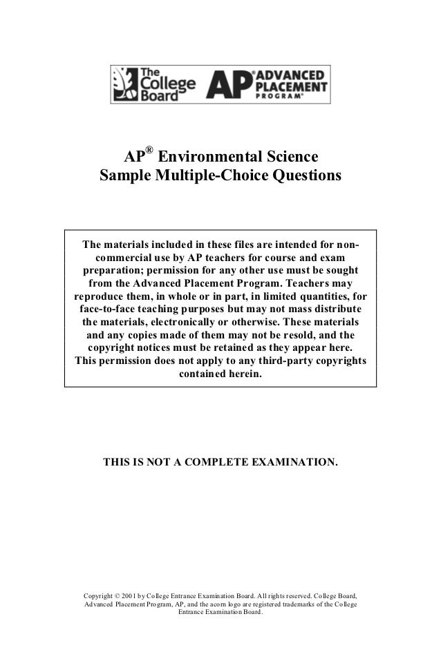 RA: AP Environmental Science Exam Past Exam Questions | AP Central ap environmental science practice essay questions