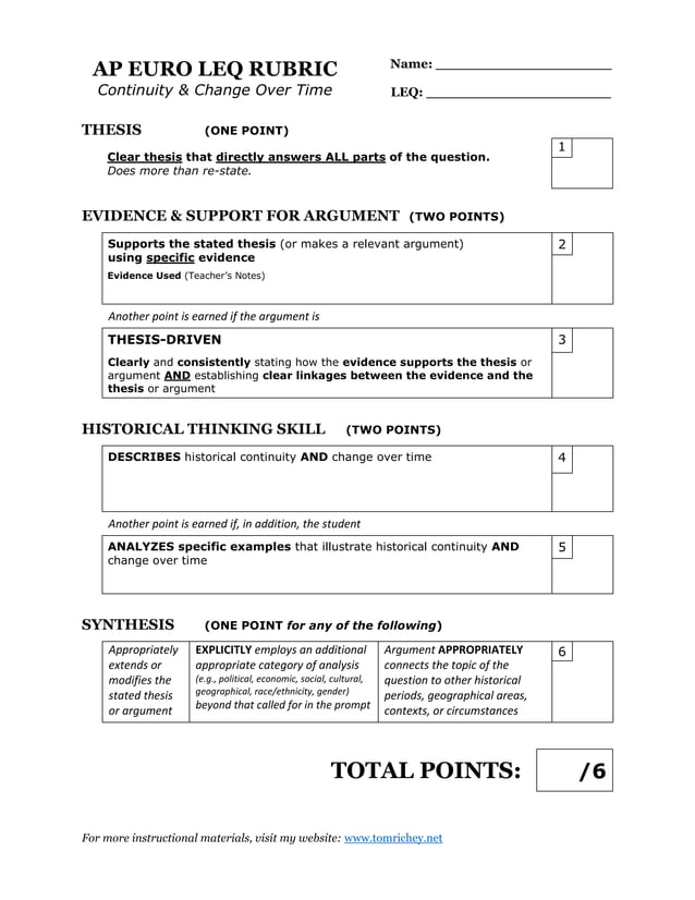 Ap Euro LEQ Rubric PDF