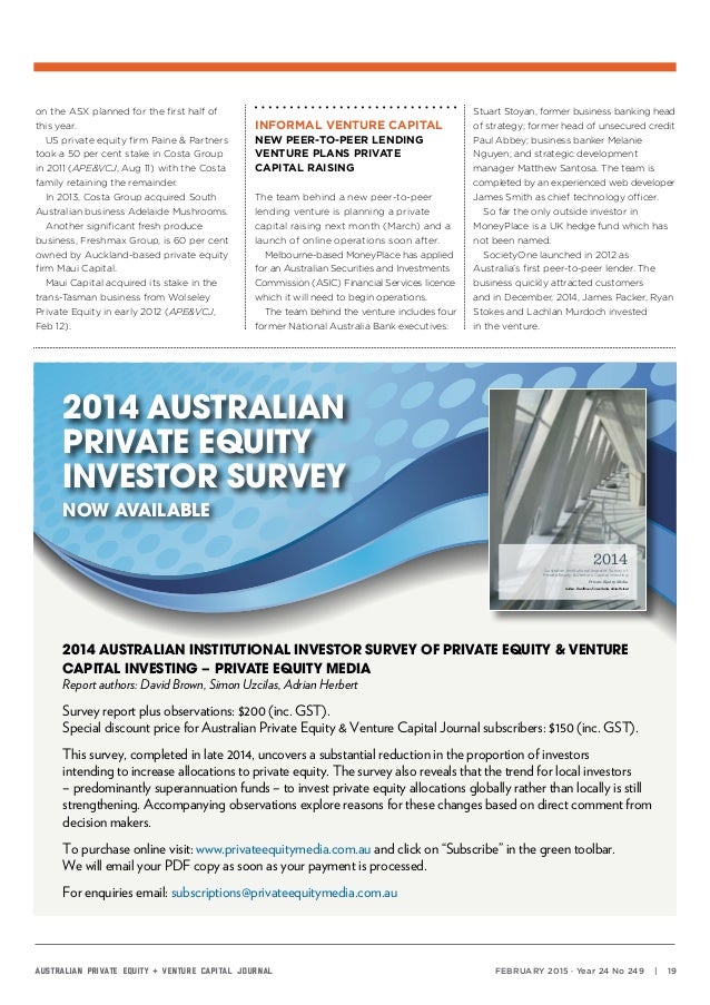 Australian Private Equity & Venture Capital Journal // February 2015 Australian Private Equity & Venture Capital Journal // February 2015