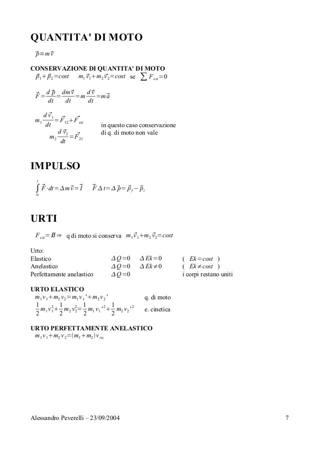 A peverelli fisica - formulario di meccanica classica