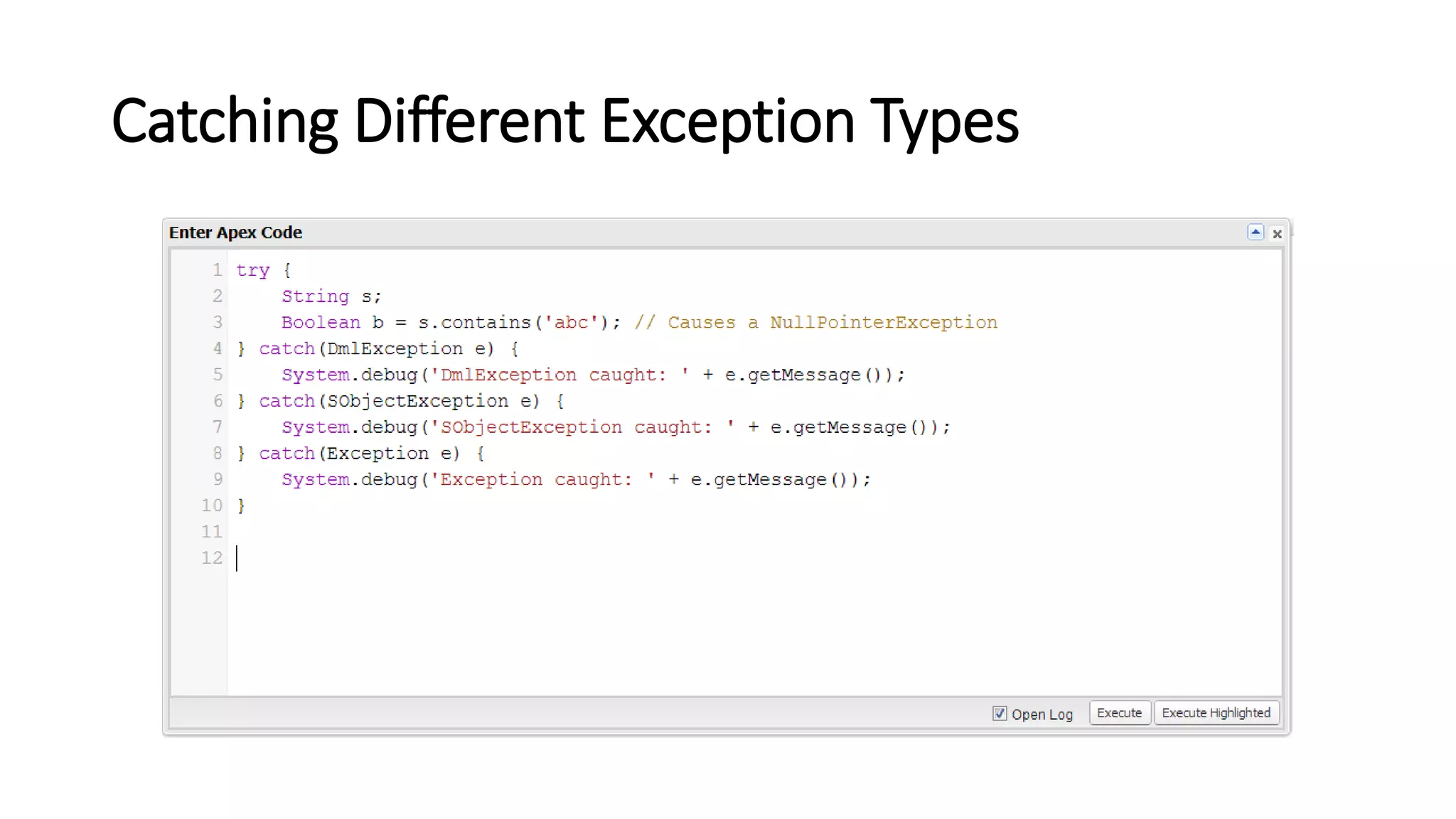 Catching Different Exception Types
 