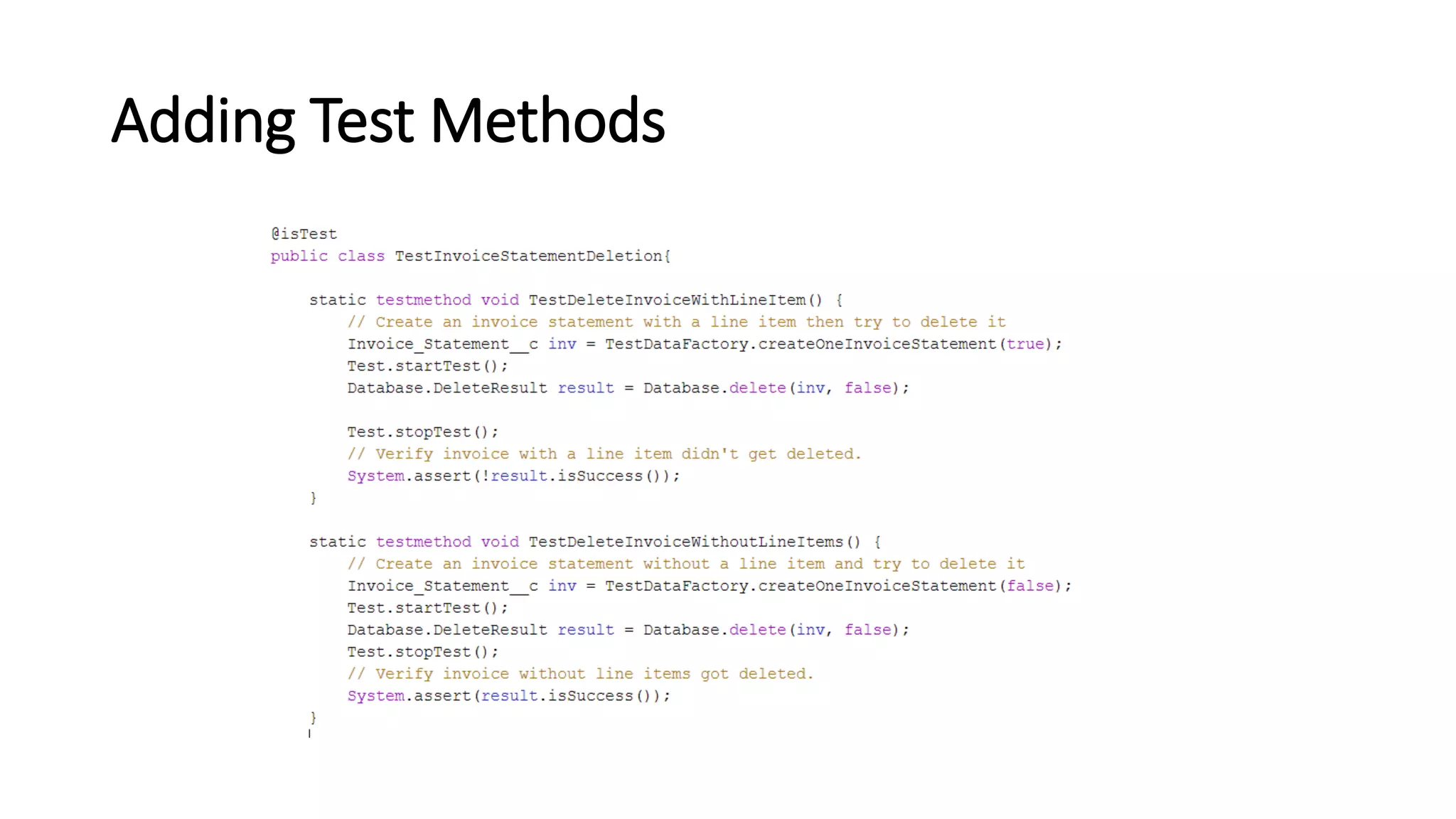 Adding Test Methods
 
