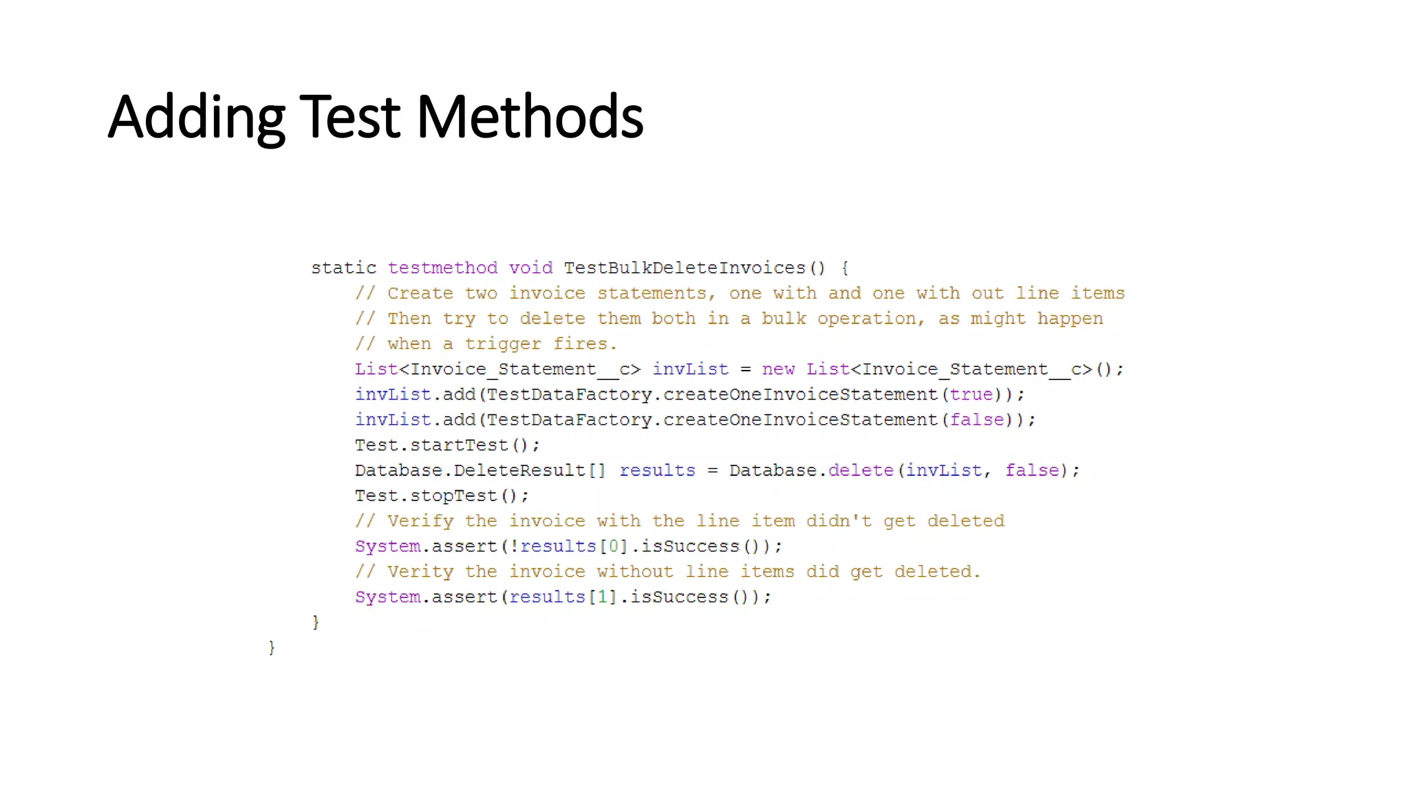 Adding Test Methods
 