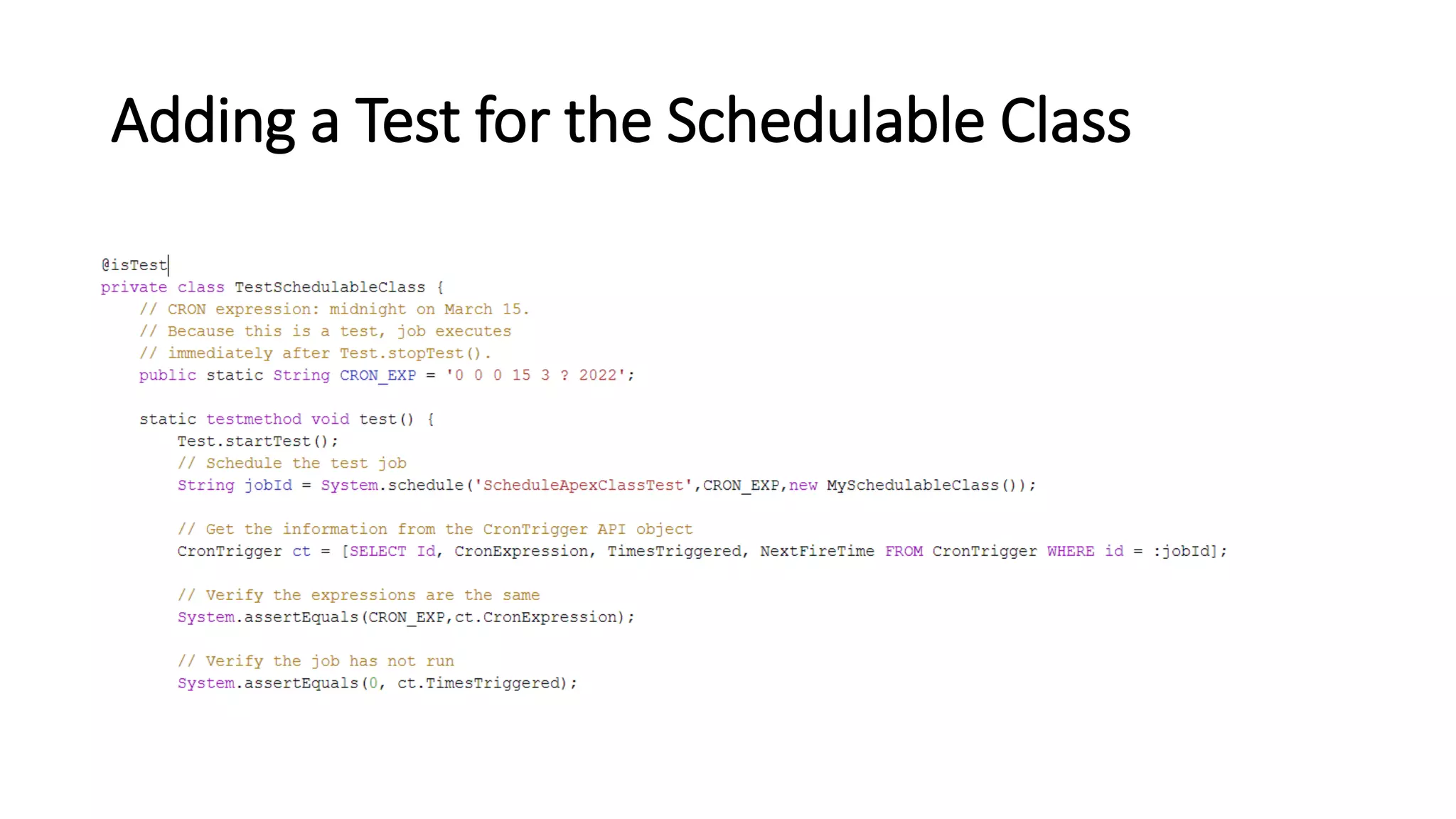 Adding a Test for the Schedulable Class
 
