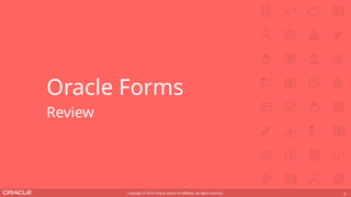 Copyright © 2019, Oracle and/or its affiliates. All rights reserved. 3
Oracle Forms
Review
 