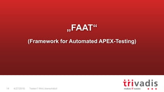 14
„FAAT“
(Framework for Automated APEX-Testing)
Testen? Wird überschätzt!4/27/2016
 