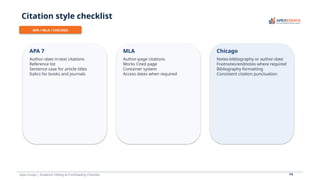 Academic Editing and Proofreading Checklist | Student Guide | PDF