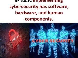 EK 6.3.1C Implementing
cybersecurity has software,
hardware, and human
components.
 
