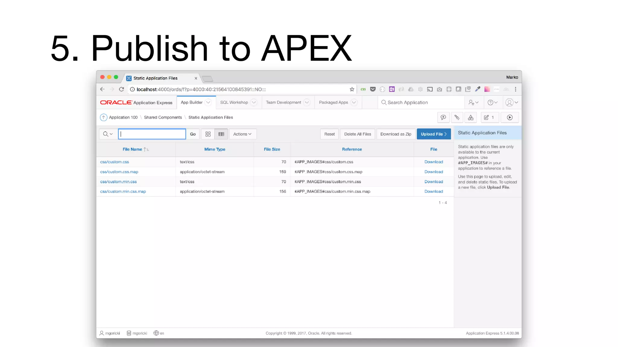 5. Publish to APEX
 