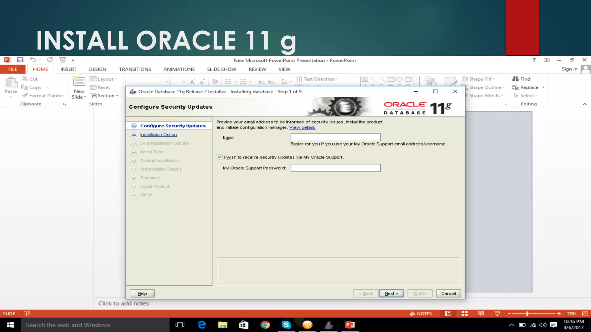 INSTALL ORACLE 11 g 