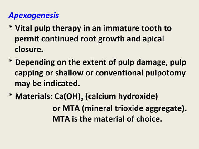 Apexification apexogenesis MTA mineral trioxide aggregate powerpoint ...