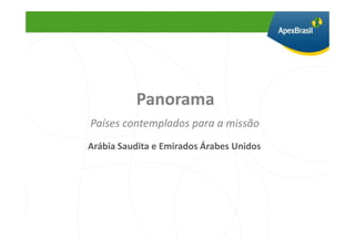 Panorama
Países contemplados para a missão
Arábia Saudita e Emirados Árabes Unidos
 