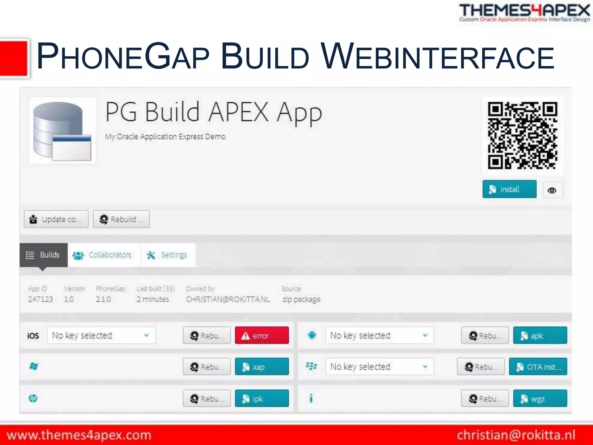 PHONEGAP BUILD WEBINTERFACE
 