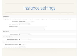 Instance settings
 
