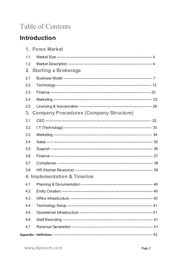 Forex brokerage business plan pdf