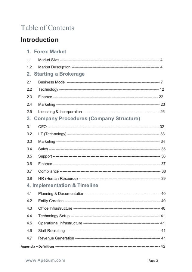 Marketing plan for forex company