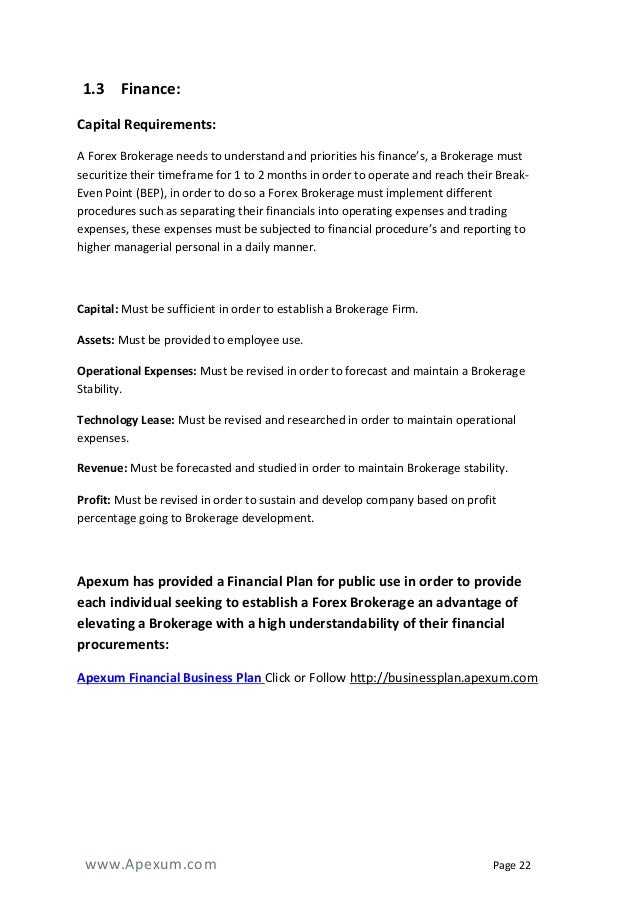 Forex brokerage business plan pdf